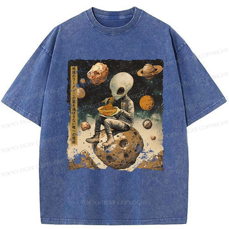 Tokyo-Tiger Ramen Delivery To An Alien Planet Washed T-Shirt