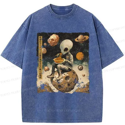 Tokyo-Tiger Ramen Delivery To An Alien Planet Washed T-Shirt
