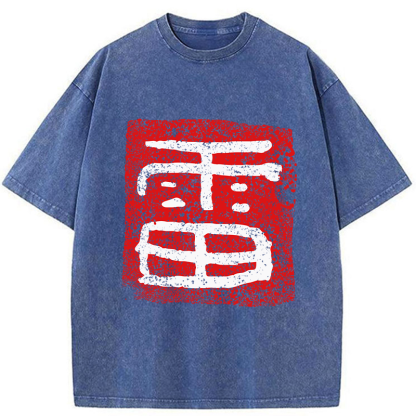 Tokyo-Tiger Thunder Japanese Kanji Washed T-Shirt