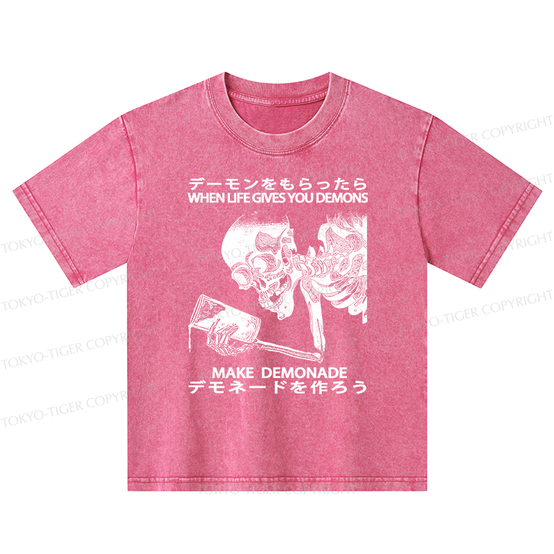 Tokyo-Tiger Make Demonade Funny Kids Washed T-Shirt