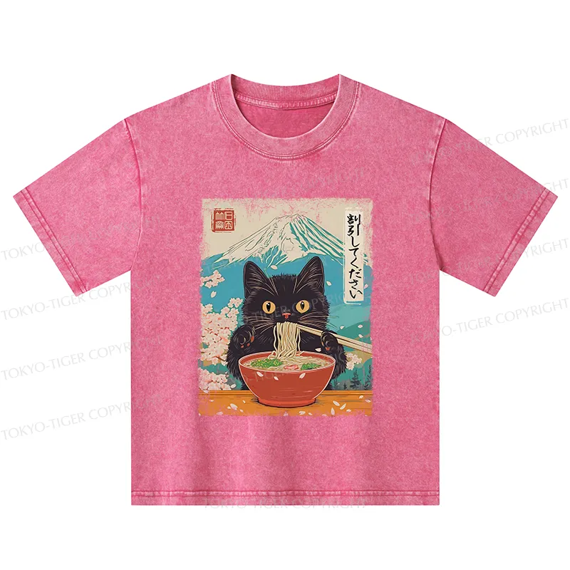 Tokyo-Tiger Please Give Cat A Discount Kids Washed T-Shirt