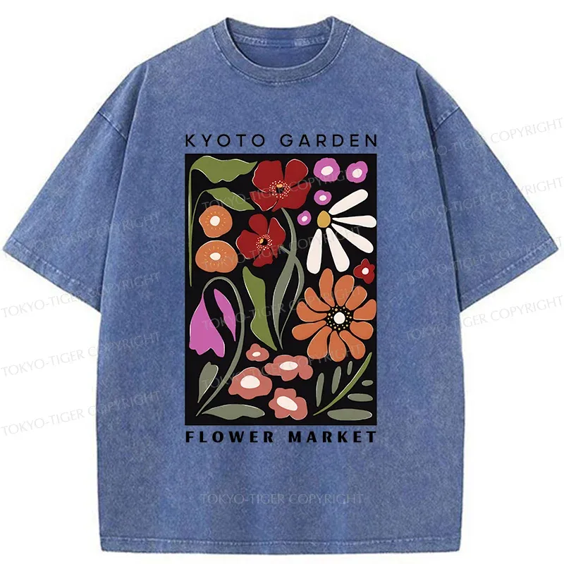 Tokyo-Tiger Vintage Flower Market Washed T-Shirt
