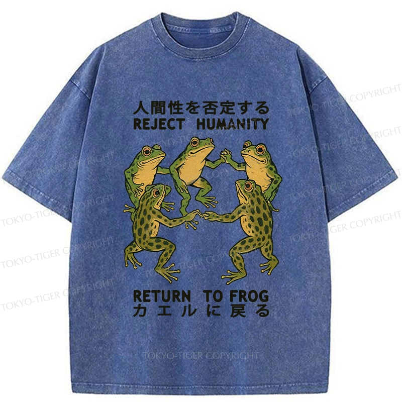Tokyo-Tiger Back To Frog Funny Washed T-Shirt