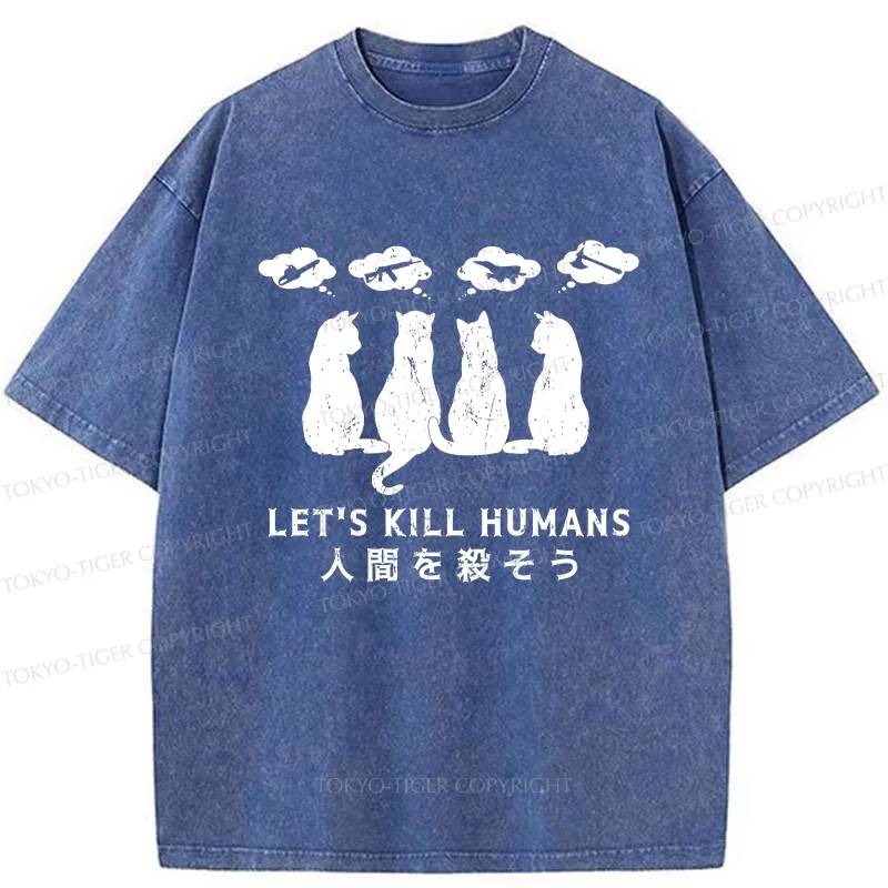 Tokyo-Tiger Funny Cat Conspiracy Washed T-Shirt