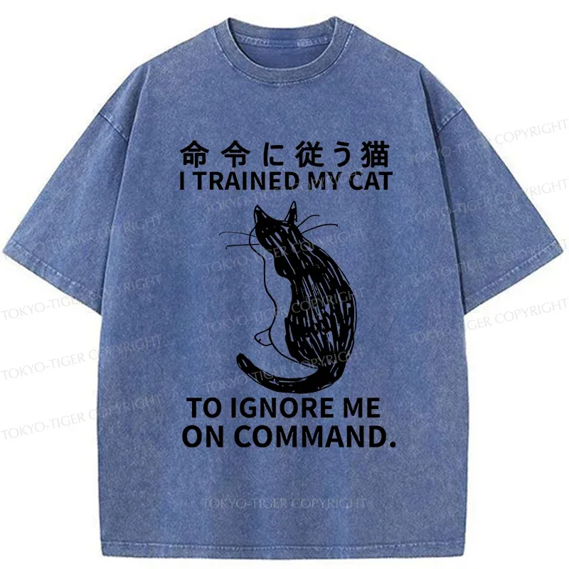 Tokyo-Tiger Cat Obeying Orders Washed T-Shirt