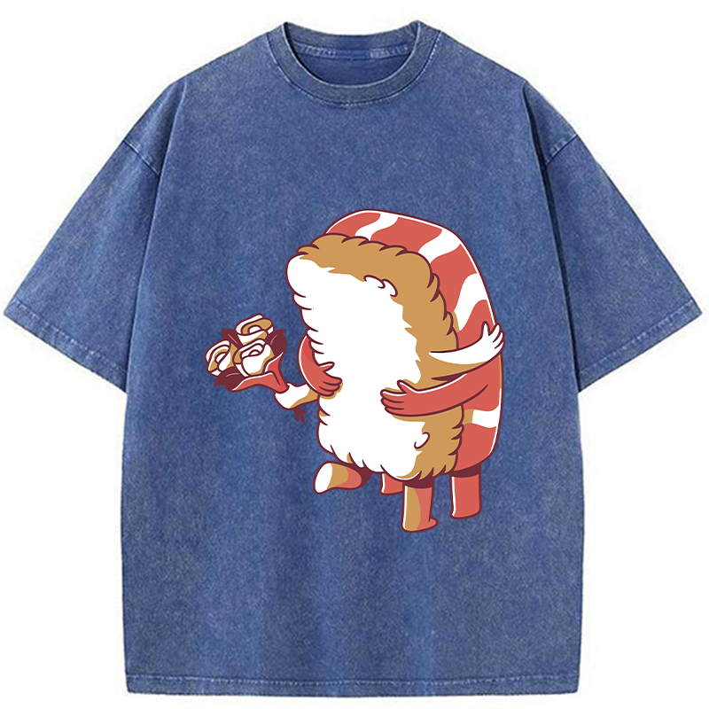 Tokyo-Tiger Sushi Of Love Washed T-Shirt