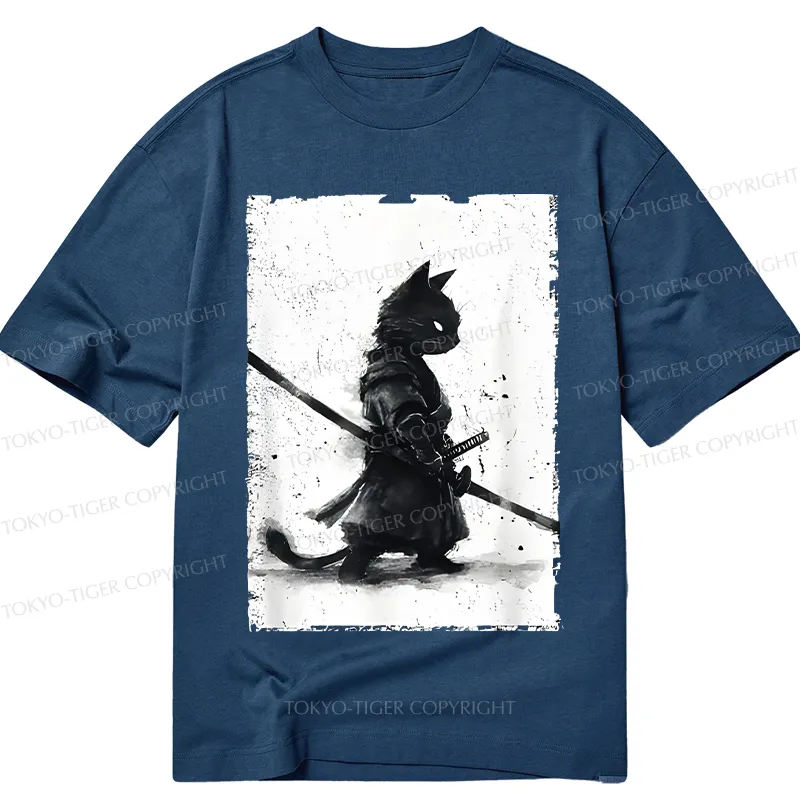 Tokyo-Tiger Retro Cat Samurai Japanese Classic T-Shirt