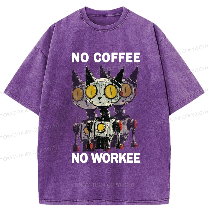 Tokyo-Tiger No Coffee No Workee Washed T-Shirt