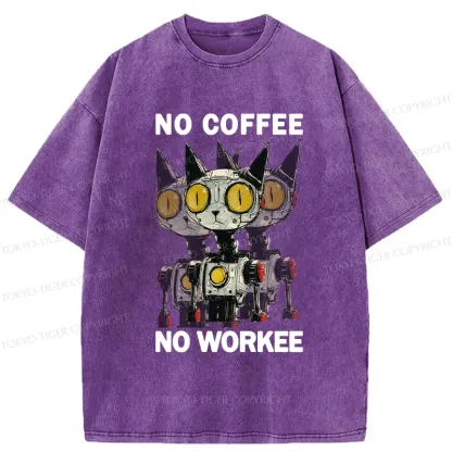 Tokyo-Tiger No Coffee No Workee Washed T-Shirt