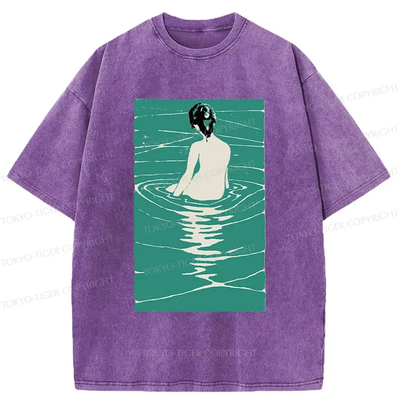 Tokyo-Tiger Woodcut Japanese Art Washed T-Shirt