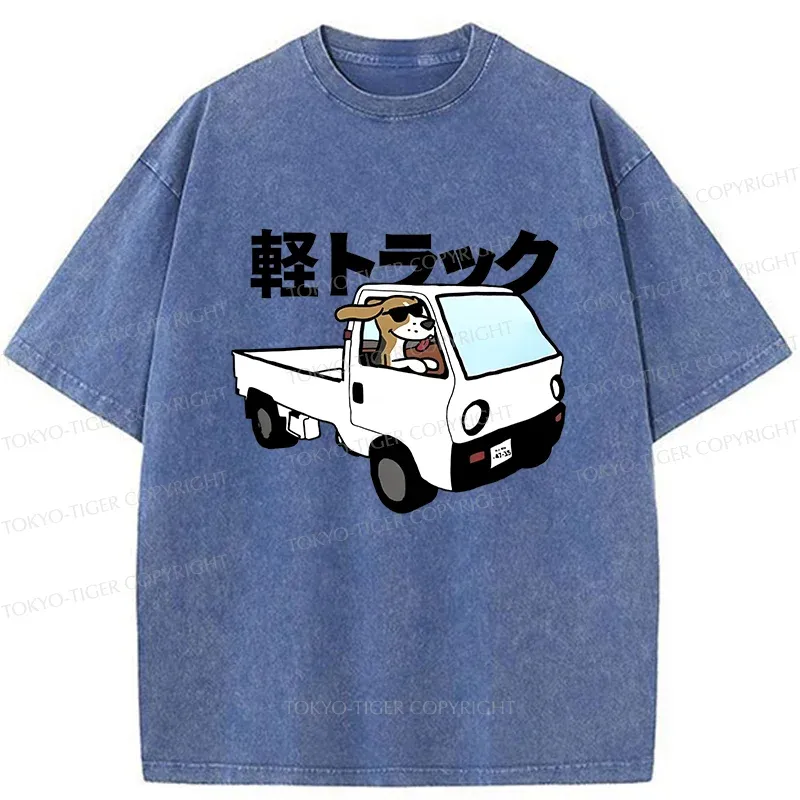 Tokyo-Tiger Beagle Driving A Car Washed T-Shirt