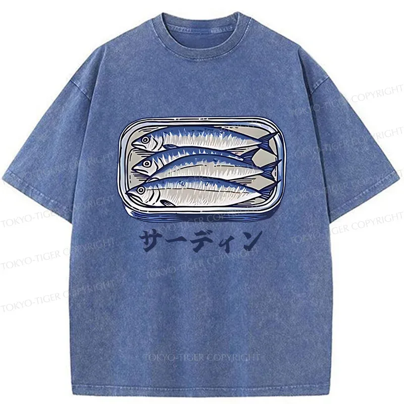 Tokyo-Tiger Sardines Can Vintage Washed T-Shirt