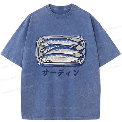 Tokyo-Tiger Sardines Can Vintage Washed T-Shirt