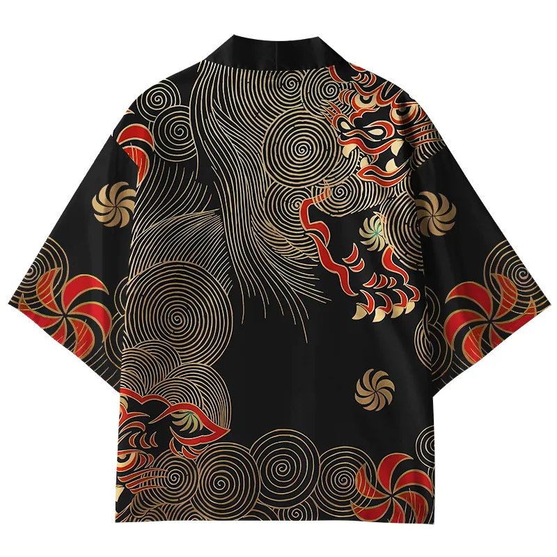 Tokyo-Tiger Japanese Circle Pattern Kimono Cardigan