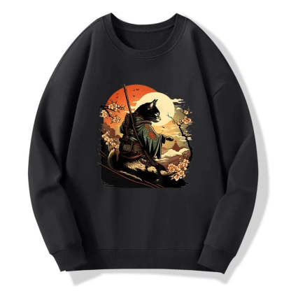 Tokyo-Tiger Cat Ninja Ukiyo-e Anime Style Samurai Sweatshirt