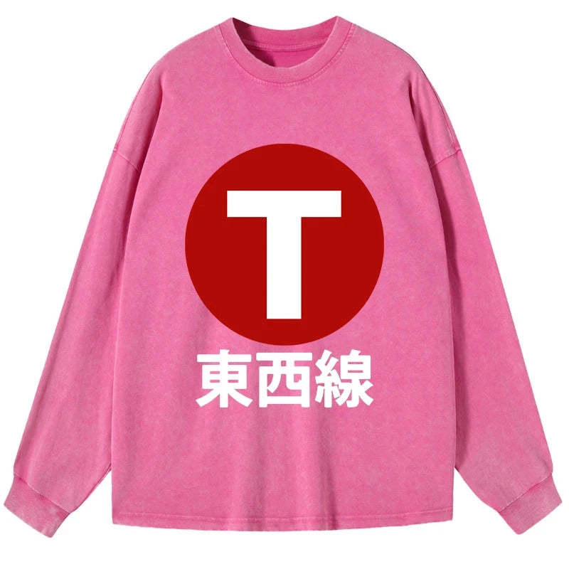 Tokyo-Tiger Tozai Line Kyoto Washed Long Sleeve T-Shirt