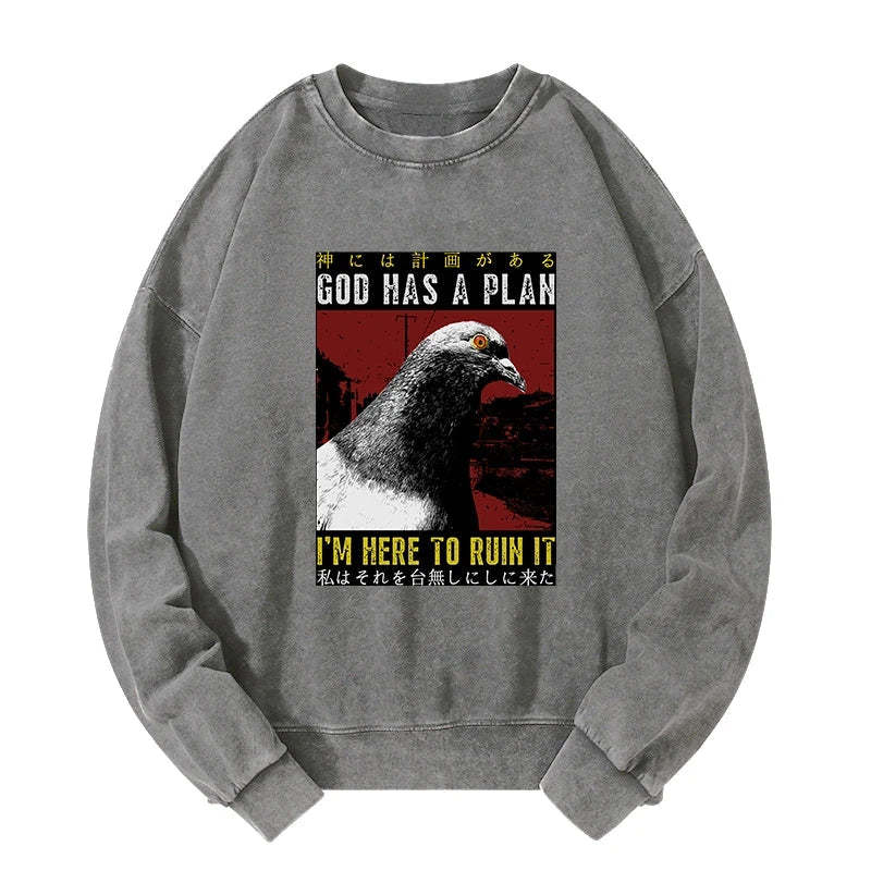 Tokyo-Tiger Pigeons That Want To Break The Plan Washed Sweatshirt