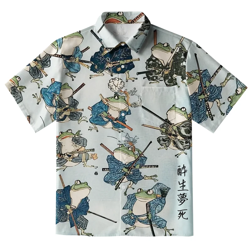 Tokyo-Tiger Frog Samurai Button-up Shirt