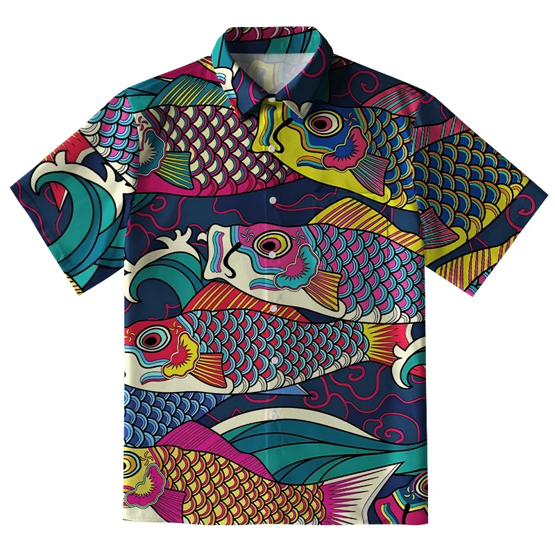 Tokyo-Tiger Colorful Japanese Koinobori Button-up Shirt