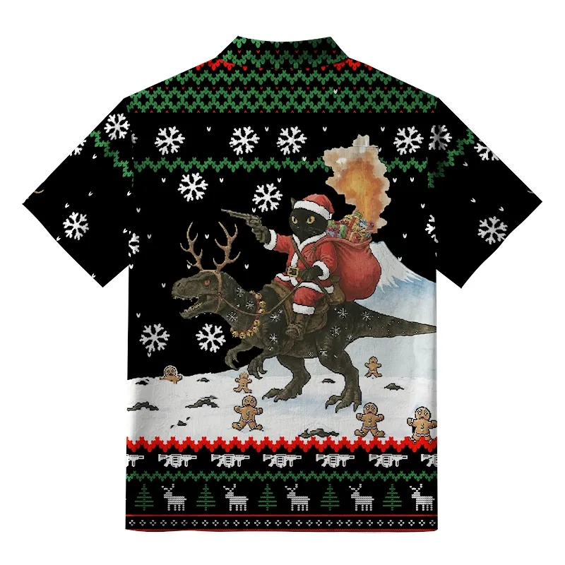 Tokyo-Tiger Cat Riding A Dinosaur Aloha Hawaiian Shirt