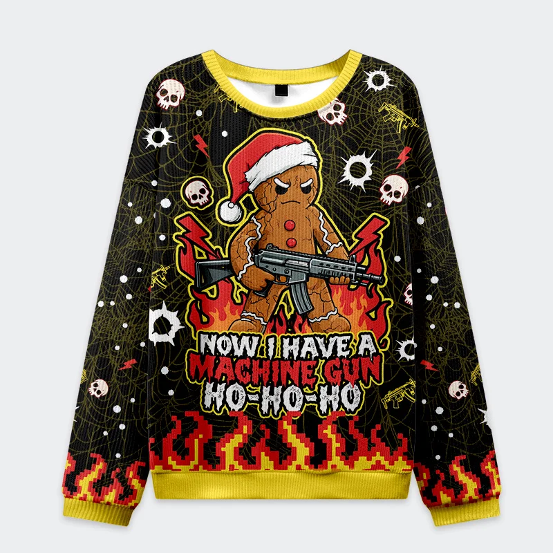 Tokyo-Tiger Fierce Gingerbread Man Christmas Ugly Sweatshirt