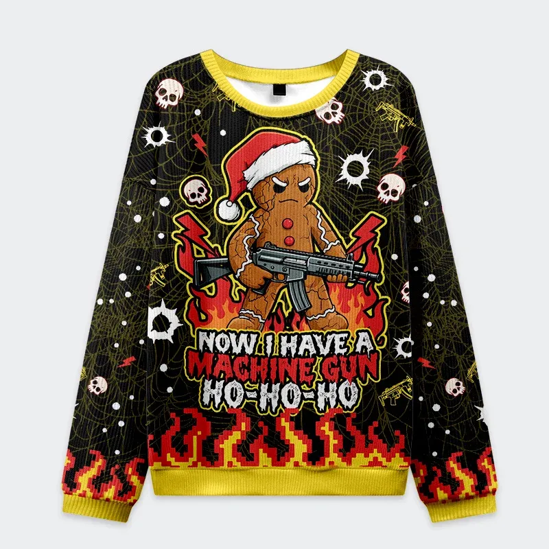 Tokyo-Tiger Fierce Gingerbread Man Christmas Ugly Sweatshirt