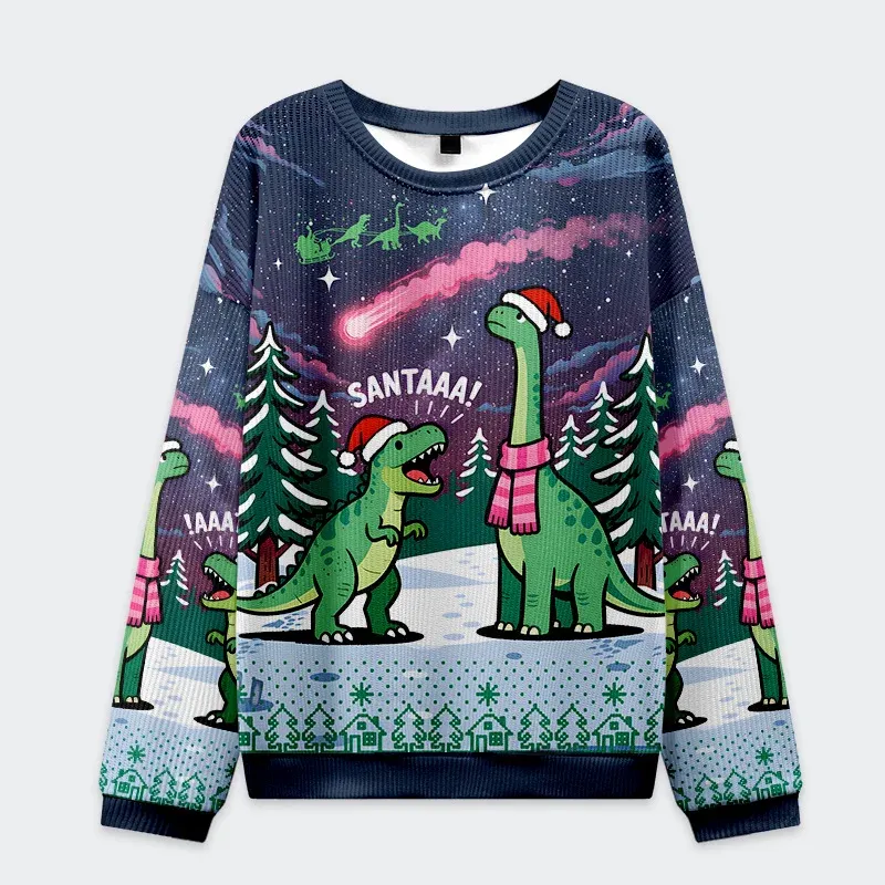 Tokyo-Tiger Dinosaur Era Christmas Ugly Sweatshirt