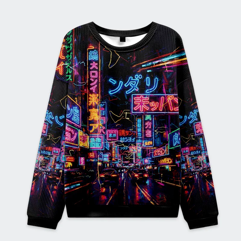 Tokyo-Tiger Japanese Street Scene Christmas Ugly Sweatshirt