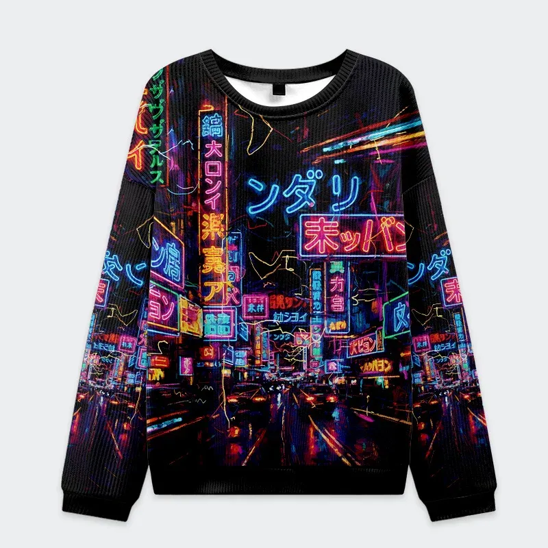 Tokyo-Tiger Japanese Street Scene Christmas Ugly Sweatshirt
