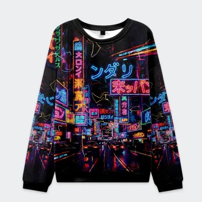 Tokyo-Tiger Japanese Street Scene Christmas Ugly Sweatshirt