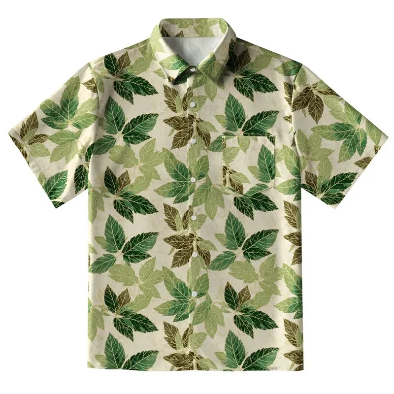Tokyo-Tiger Green Leaf Escape Button-up Shirt Sale