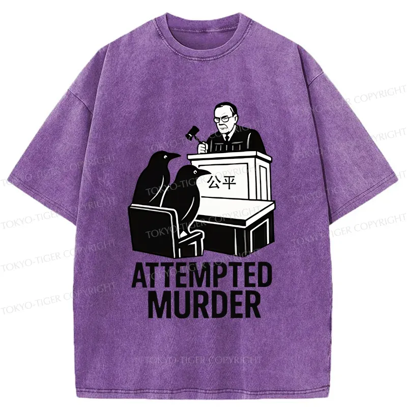 Tokyo-Tiger Attempted Murder Funny Washed T-Shirt