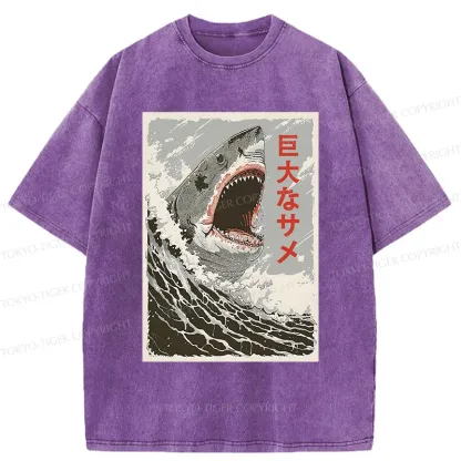 Tokyo-Tiger Huge Shark Washed T-Shirt