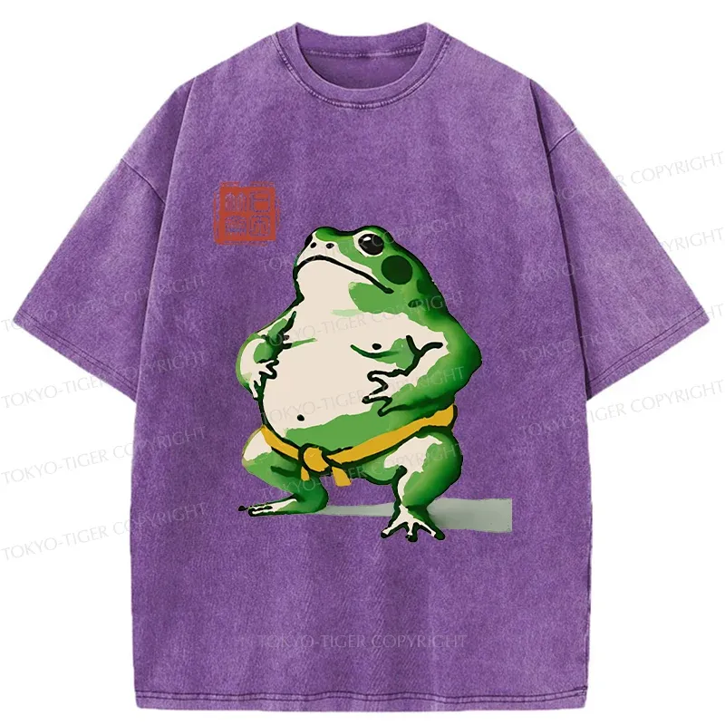 Tokyo-Tiger Frog Sumo Wrestler Washed T-Shirt