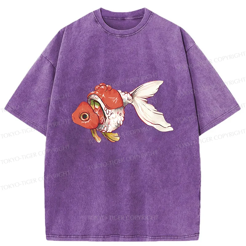 Tokyo-Tiger Goldfish Sushi Washed T-Shirt