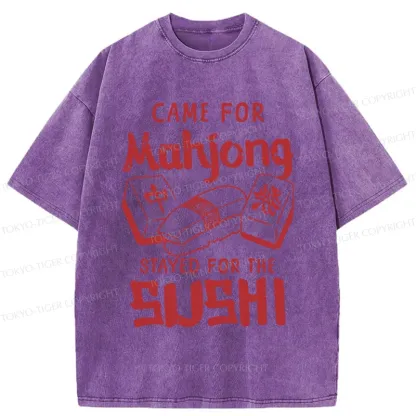 Tokyo-Tiger Mahjong And Sushi Washed T-Shirt