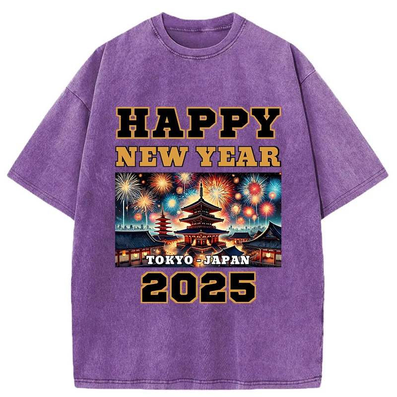 Tokyo-Tiger Happy New Year 2025 Washed T-Shirt