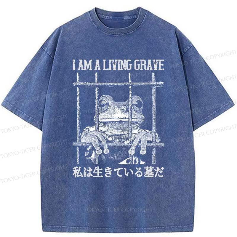 Tokyo-Tiger Funny Frog In Cage Washed T-Shirt