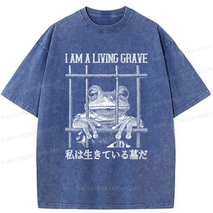 Tokyo-Tiger Funny Frog In Cage Washed T-Shirt