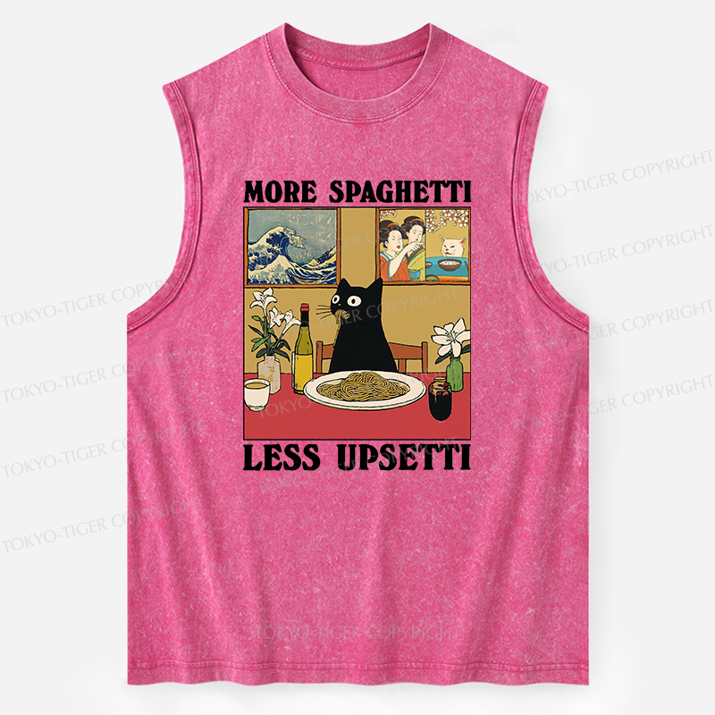 Tokyo-Tiger Cat Eating Pasta Washed Tank