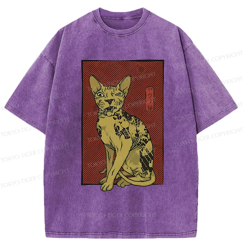 Tokyo-Tiger Japanese Hairless Cat Washed T-Shirt