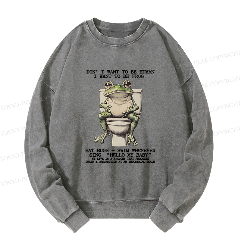 Tokyo-Tiger I Just Want To Be A Frog Washed Sweatshirt