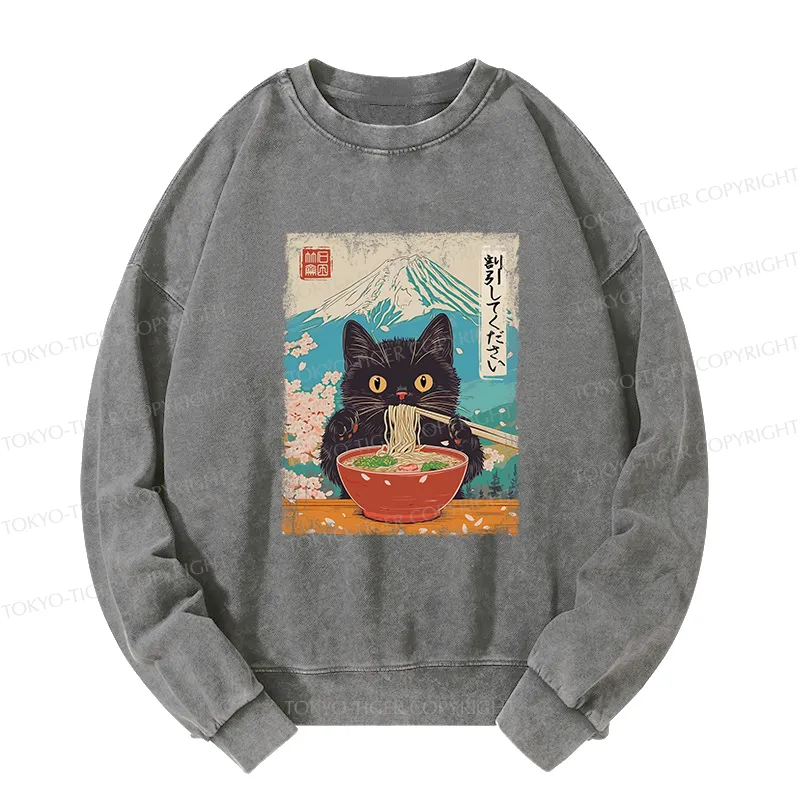 Tokyo-Tiger Please Give Cat A Discount Washed Sweatshirt