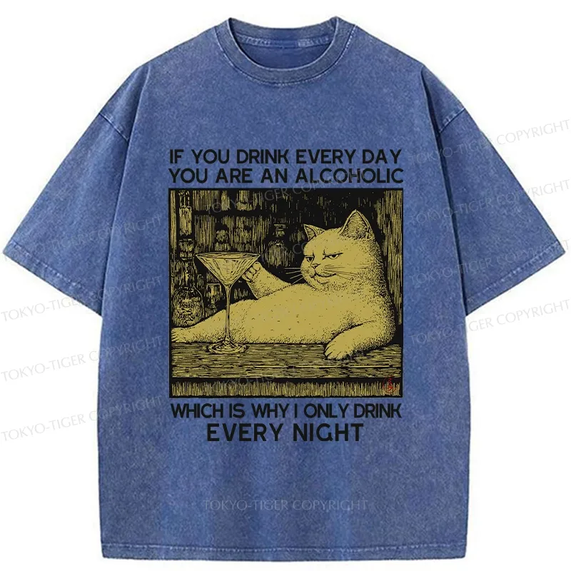 Tokyo-Tiger That's Why I Only Drink At Night Washed T-Shirt