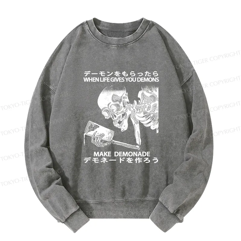 Tokyo-Tiger Make Demonade Funny Washed Sweatshirt