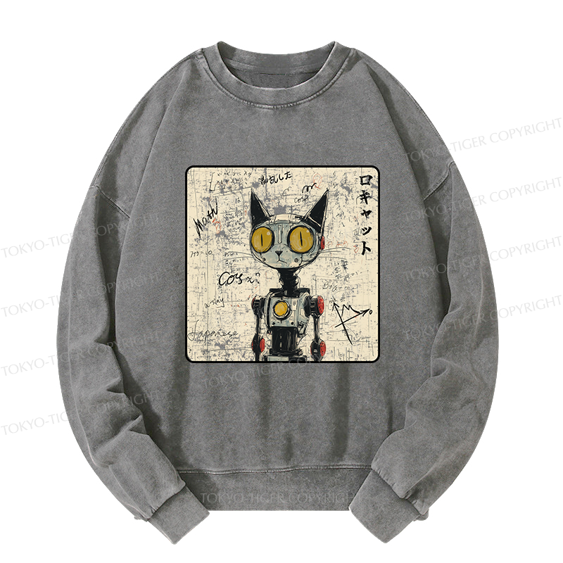 Tokyo-Tiger Robot Cat Washed Sweatshirt