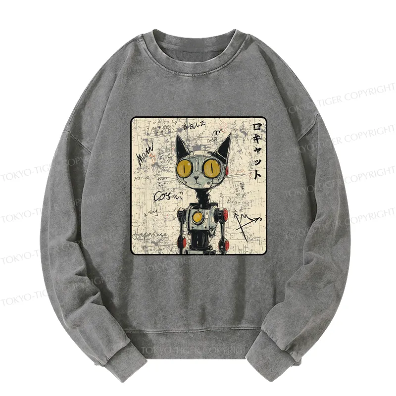 Tokyo-Tiger Robot Cat Washed Sweatshirt