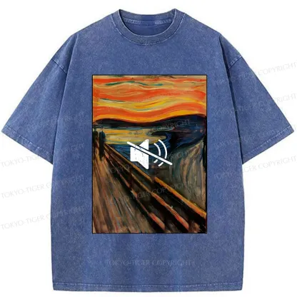 Tokyo-Tiger Funny Banning The Scream Washed T-Shirt
