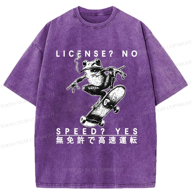 Tokyo-Tiger License? No Speed? Yes Washed T-Shirt