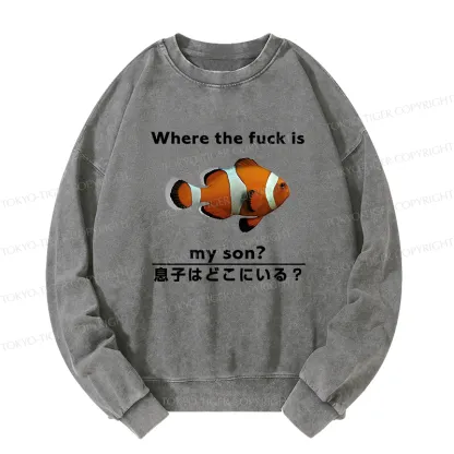 Tokyo-Tiger Fish Looking For Son Washed Sweatshirt